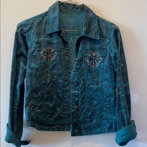 Camo rock 47 green jean jacket